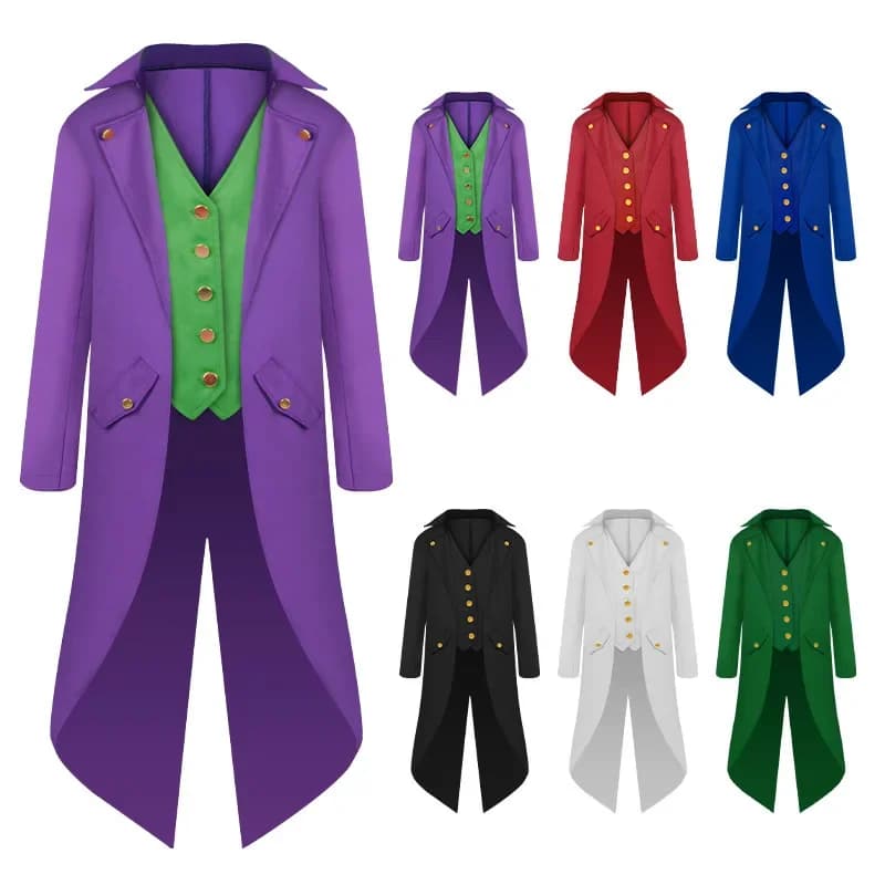 2026 Costume Steampunk Gotico Medievale, Cappotto, Giacca, Gilet per Adulti e Bambini, Uomini, Halloween