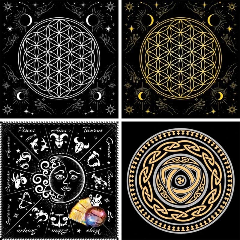5 tipi di forma quadrata pendolo divinazione altare tovaglia gioco da tavolo tarocchi Pad Rune tovaglia astrologia Oracles gioco da tavolo Mat