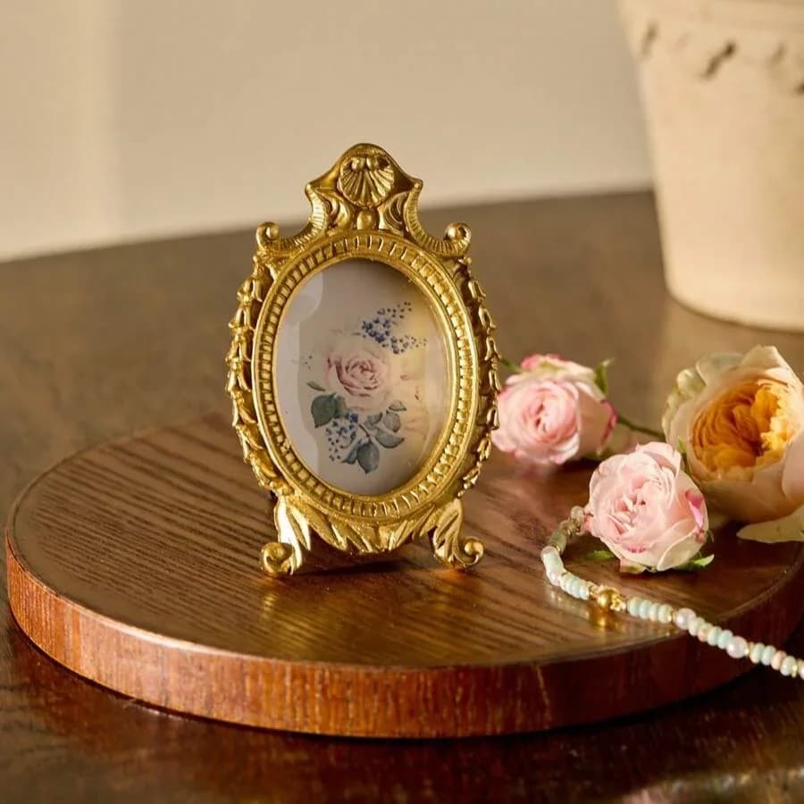 1 cornice ovale dorata per decorazioni domestiche, mini cornice da 3 pollici, regali per compleanno e laurea, decorazione da tavolo, regalo per la festa della mamma