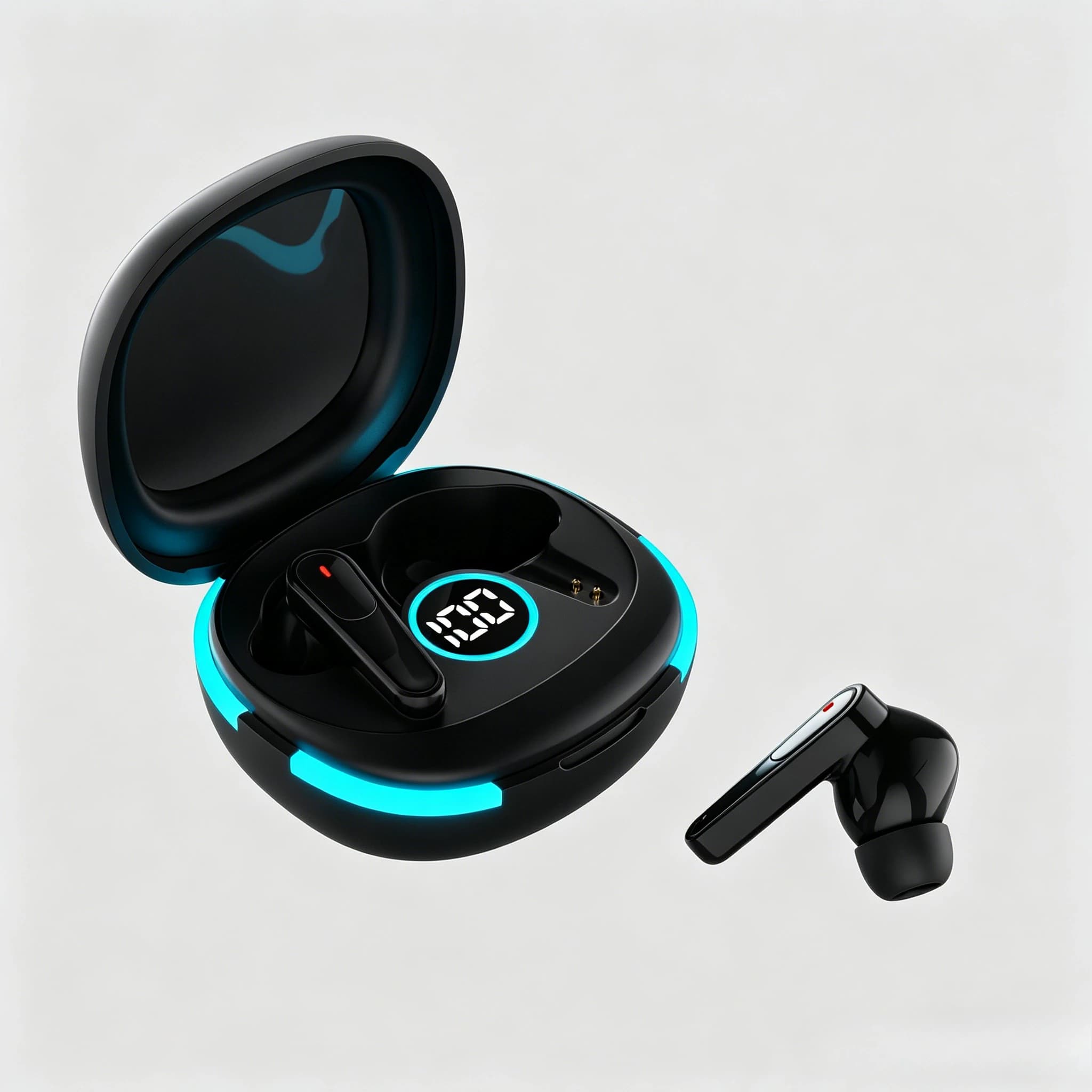 Cuffie True Wireless con Doppia Riduzione del Rumore, Ricaricabili, Display Digitale LED, Auricolari Smart Touch con Microfono per Dispositivi Android