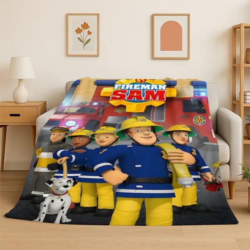 Cartoon Fireman Sam Soft Flannel Throw Blanket,Warm Cozy Blanket for Bed,Couch,Sofa,Bedroom,Living Room,Travel,Camping Picnic