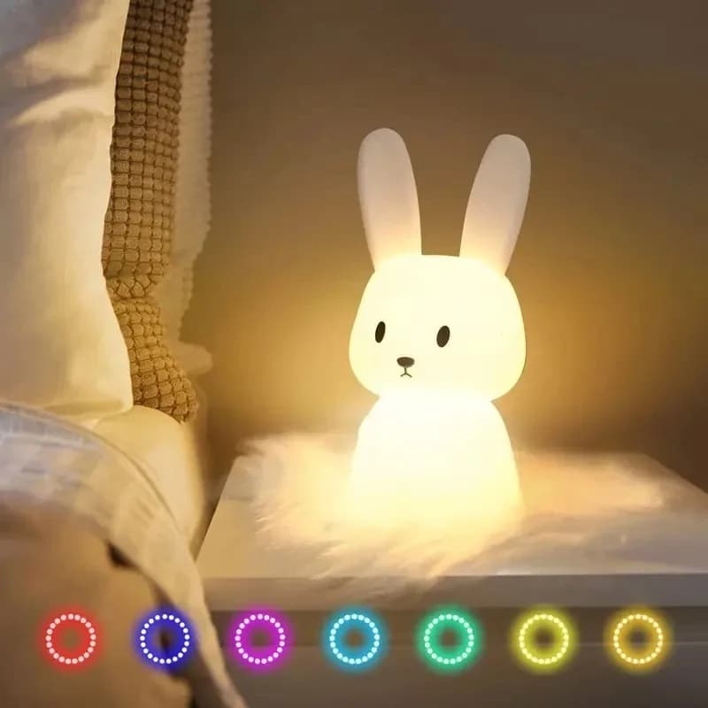 Silicone LED Night Lamp With Rabbit Shaped Tactile Sensor, Cute Animal, Bedroom Decoration, Children's Gift, Children's Table Lamp, Home Decoration