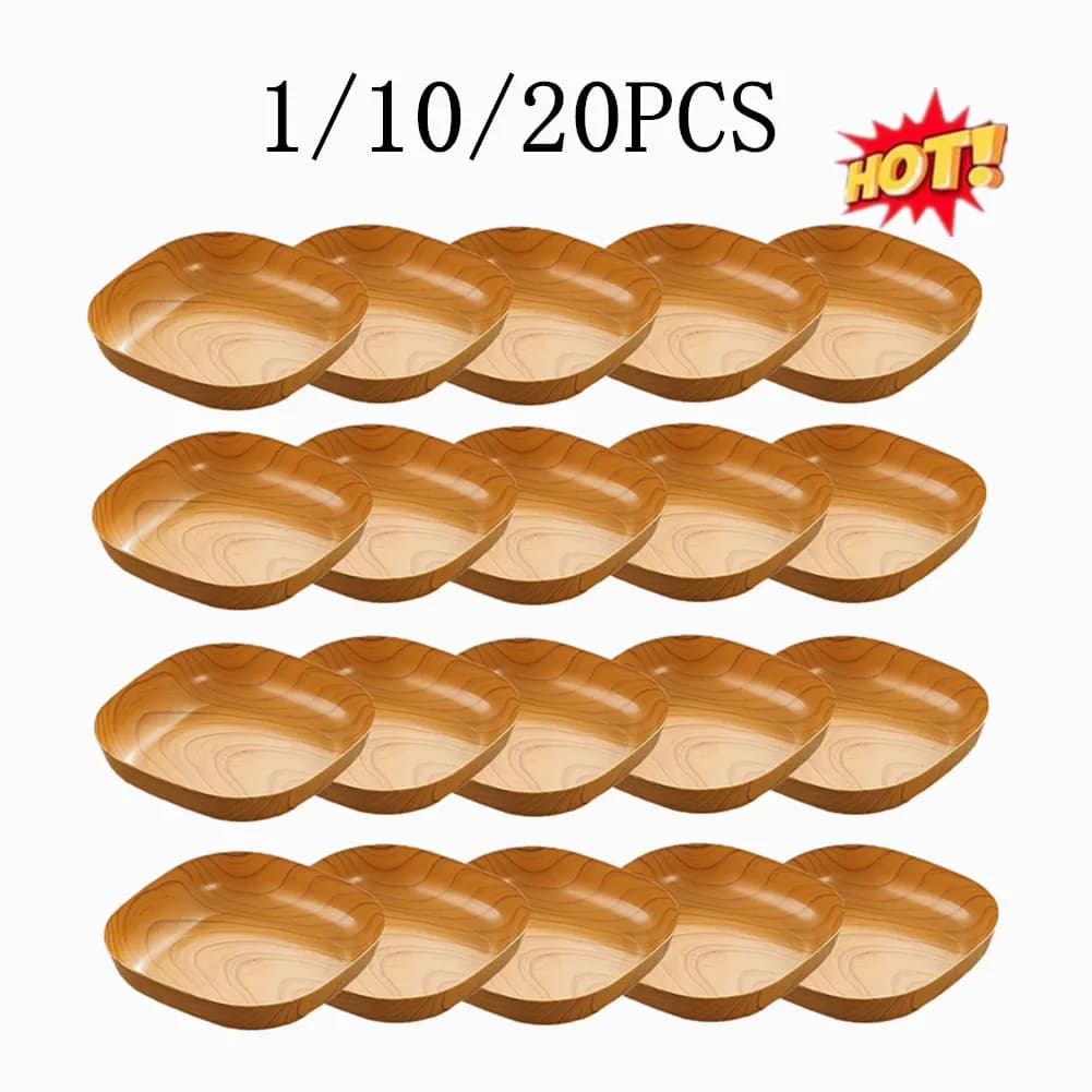 1/10/20 pezzi piatto da cucina venature del legno piatto quadrato in plastica frutta secca torta di frutta snack piatti snack stoviglie ciotola piatto stoviglie