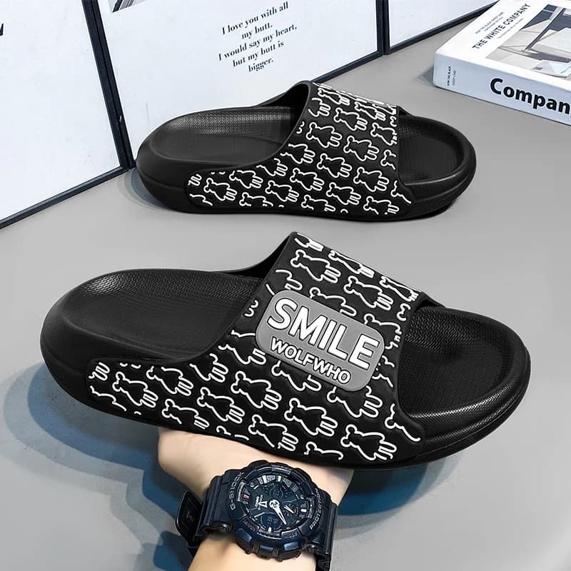 Summer Men Slippers Non-Slip Sandals Thick Soft Platform House Shoes Indoor Outdoor Shower Bathroom Slippers Beach Casual Shoes