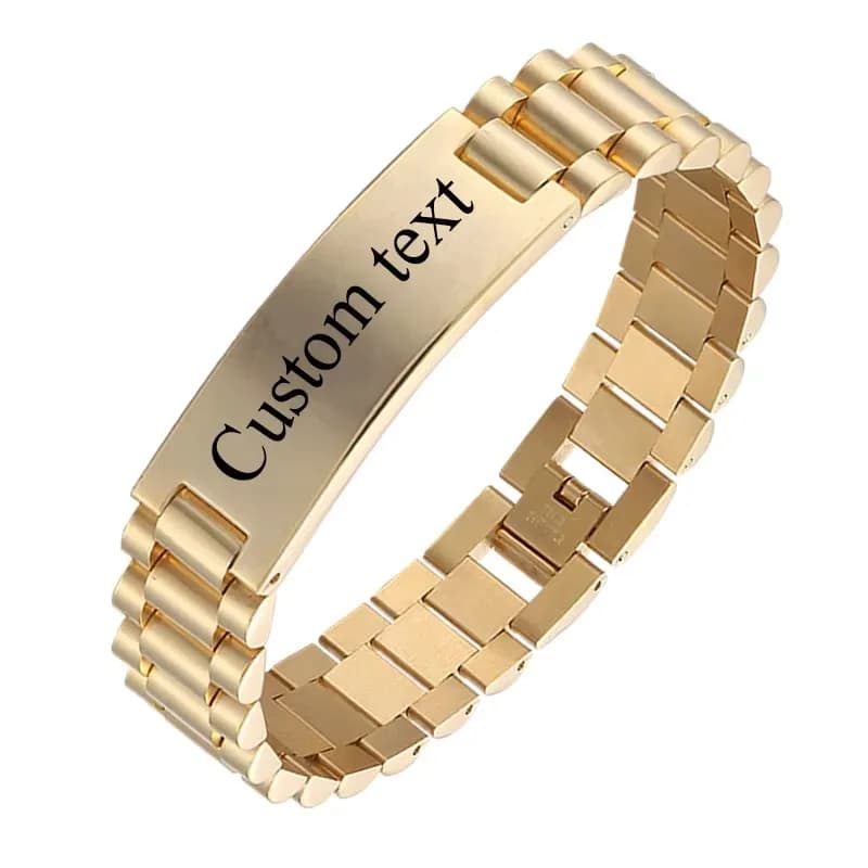 15 mm Personalizza testo personalizzato Nome Bracciale da uomo in acciaio inossidabile Cinturino per orologio Smooth Grave Logo Braccialetti identificativi Gioielli regalo
