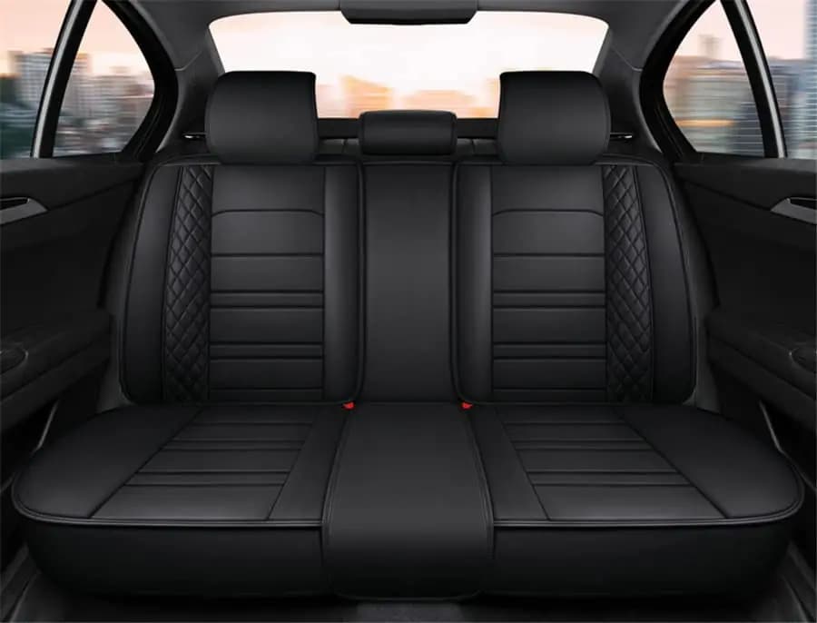 Car seat cushion cover, PU leather protection set, 5 universal car seats, completely black