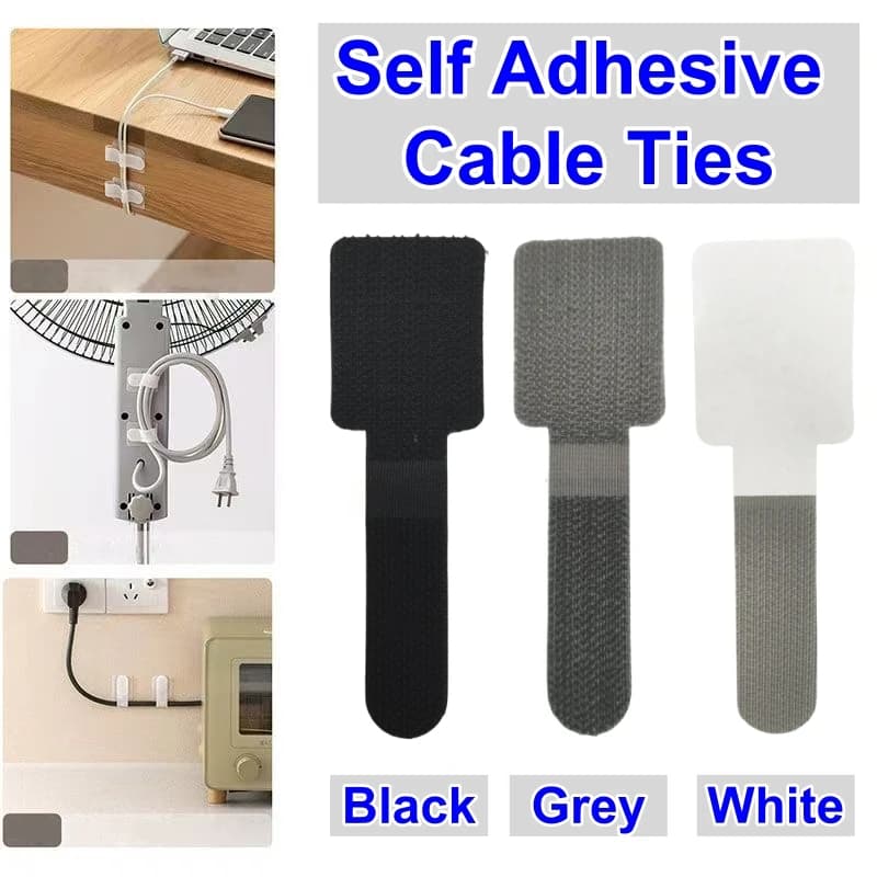 10/20/30pcs Riutilizzabili Gancio e Anello Fascette Cavo Corda Supporto Autoadesivo Cavo Regolabile Organizzatore Elementi essenziali per l'home office