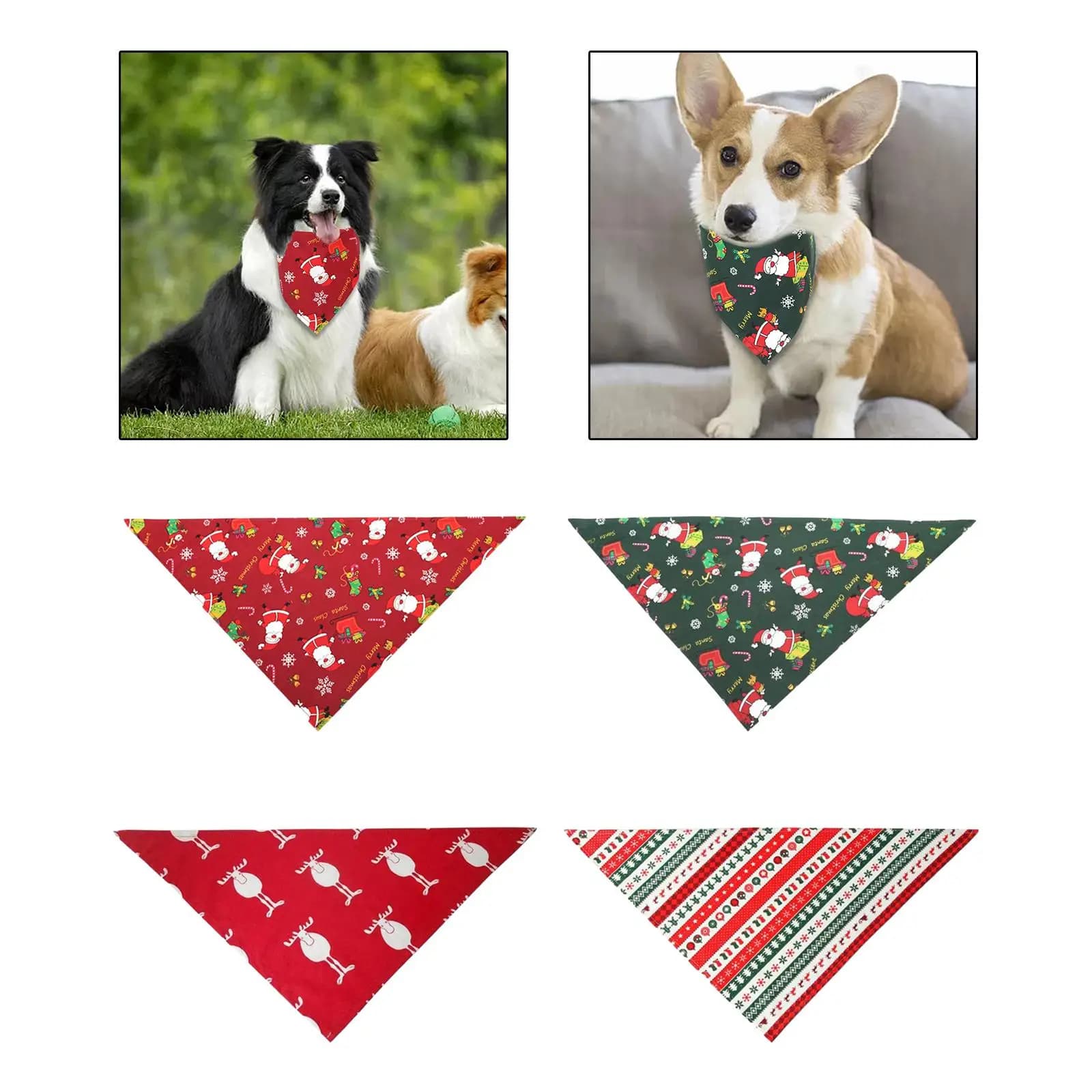 Bandana per Cani Lavabile, Decorazione Festiva, Accessorio per Foto, Sciarpa Triangolare per Cani per Festival, Natale, Ringraziamento, Capodanno, Matrimoni