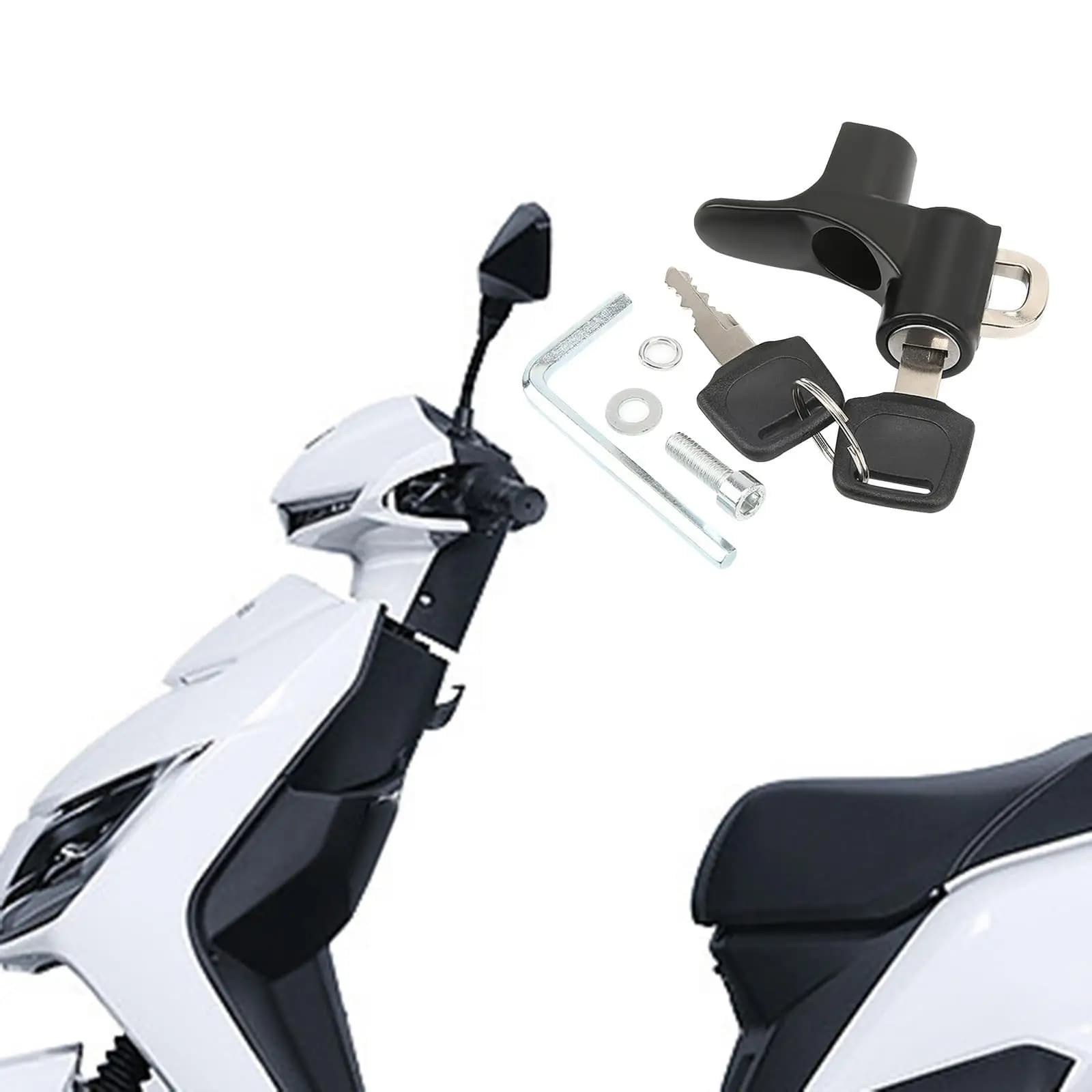 Black Motorcycle Helmet Lock Aluminum Alloy Security Easy Installation Padlock