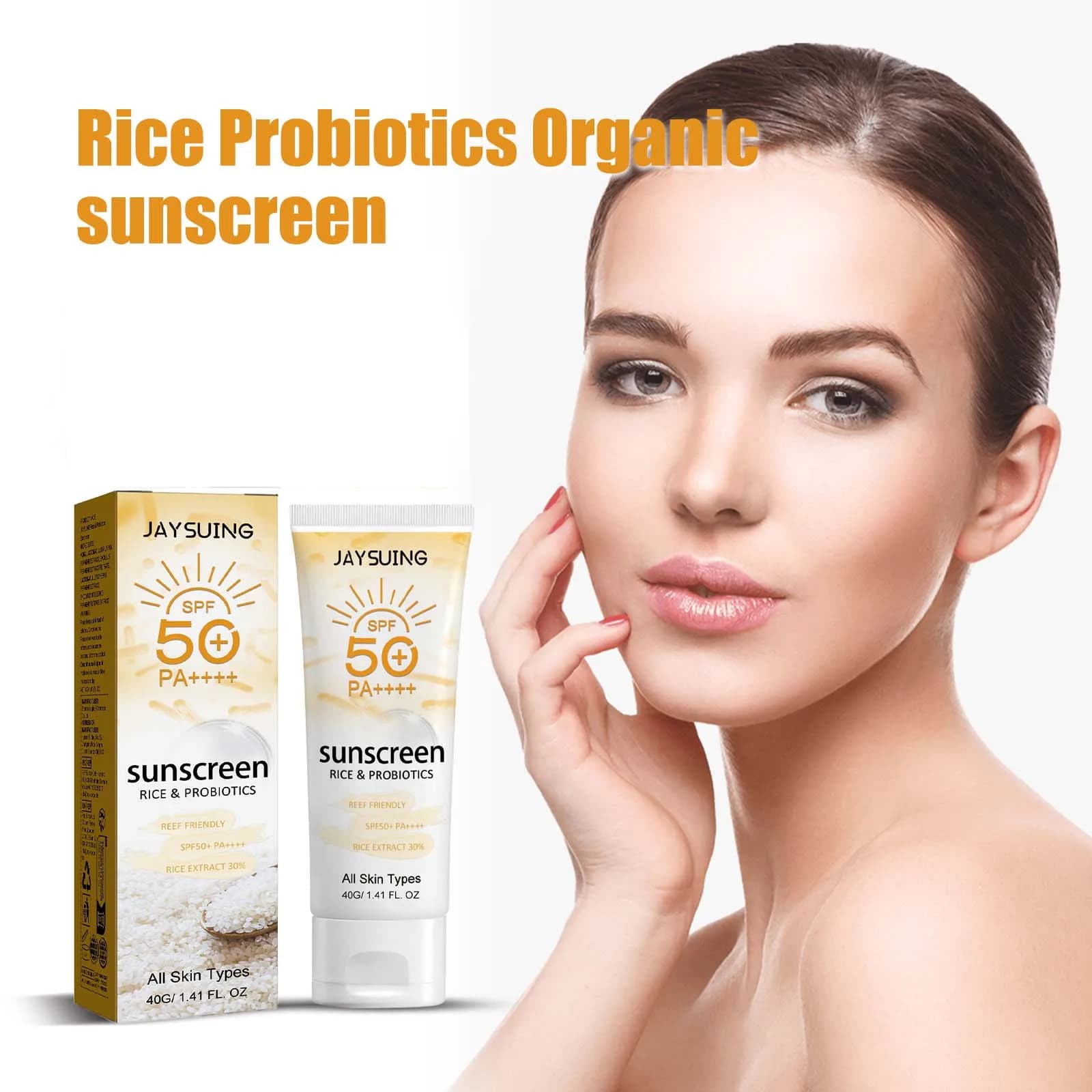 La protezione solare probiotica per riso organico previene l'abbronzatura riduce gli scottature solari Protezione impermeabile ad ampio spettro Lozione resistente ai raggi UV