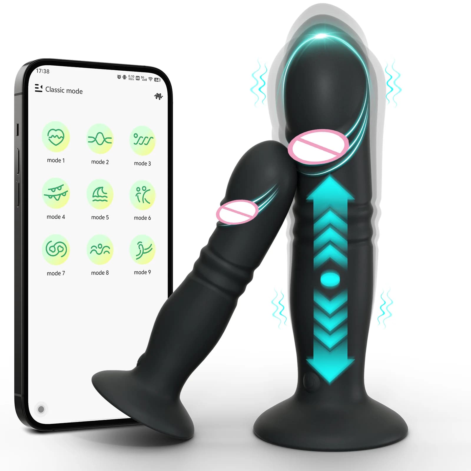 Spinta Giocattoli Del Sesso Plug Anali Vibratore APP Telescopico Senza Fili Dildo Anale Witn Ventosa Massaggiatore Della Prostata Butt Plug per Gli Uomini
