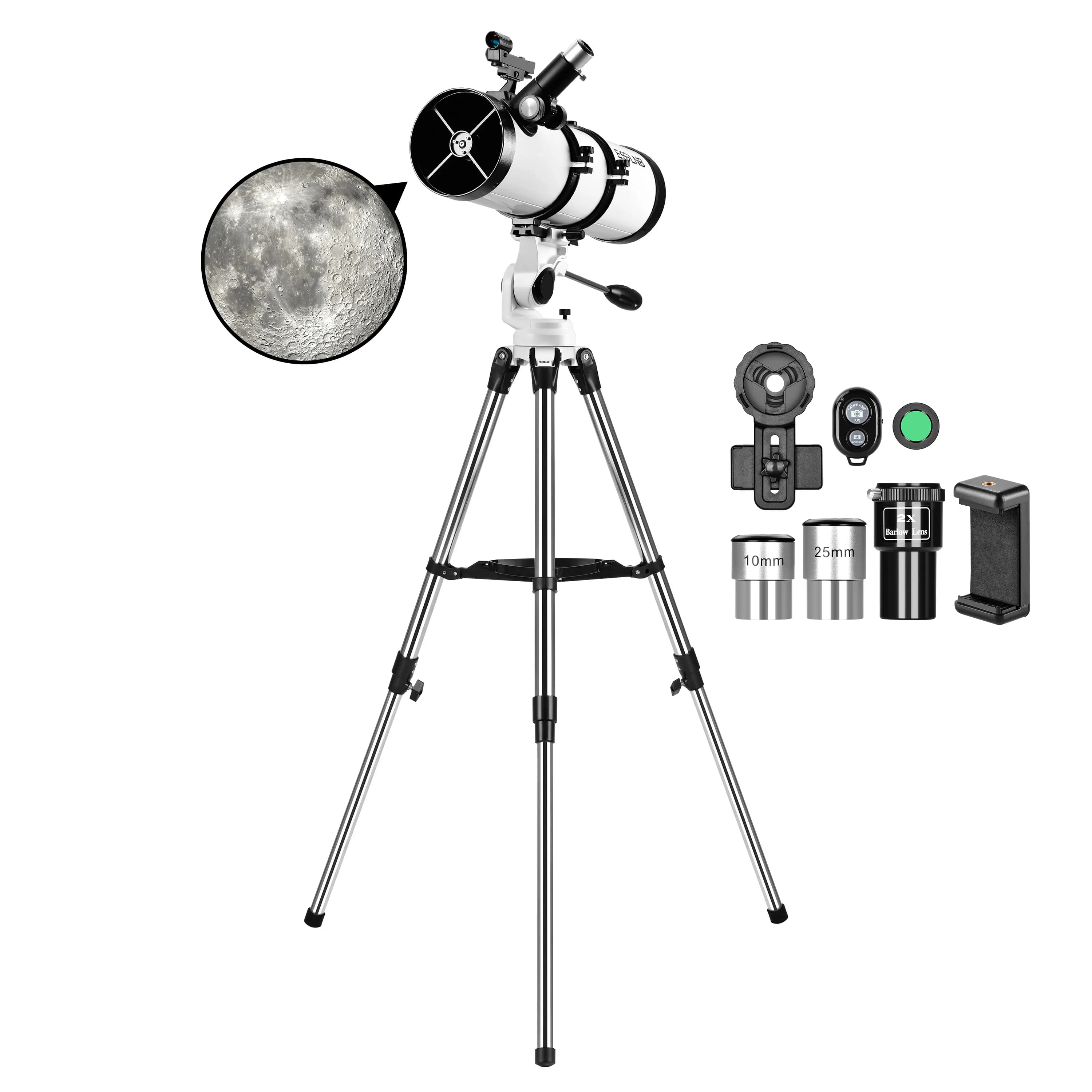130 mm reflective telescope with update Mobile support for stainless steel tripod APP to observe the stars Max 130X for moon observation