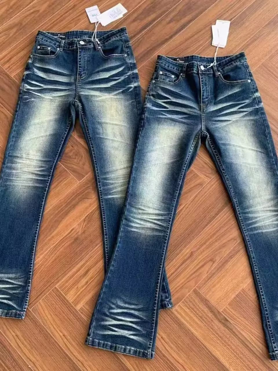 Jeans Denim American Style Cleanfit 517 Lavaggio Vintage Pesante, Pantaloni Lunghi Slim Fit da Uomo, Vita Media, Chiusura con Cerniera, per Abbigliamento Casual