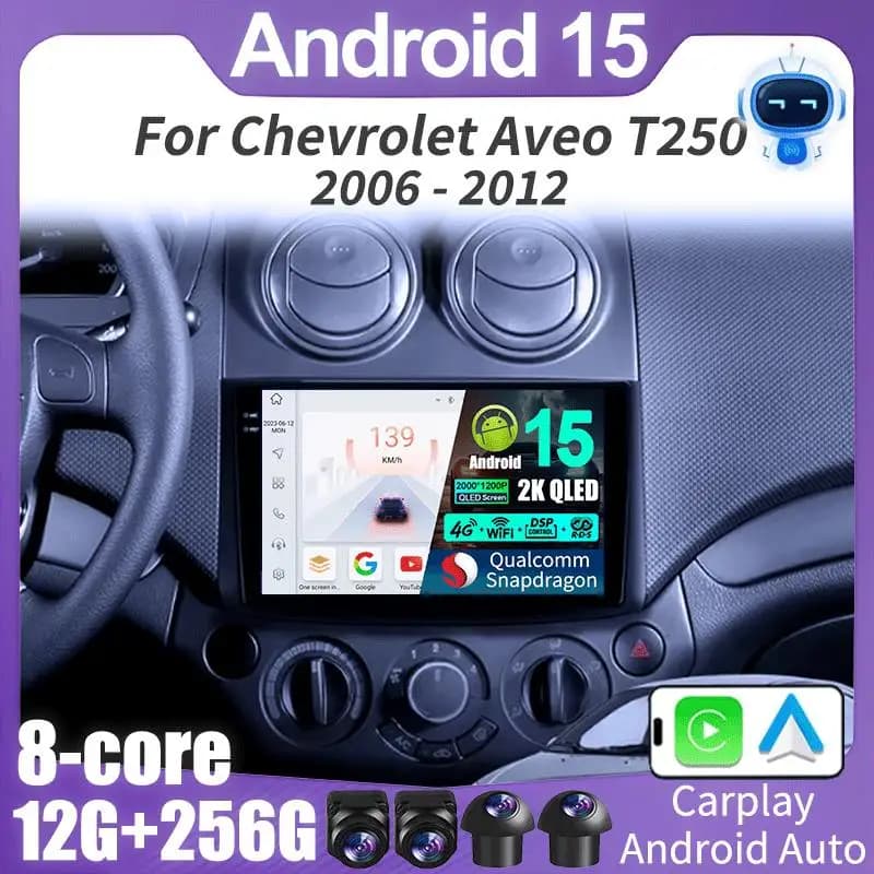 Android 15 Car Radio For Chevrolet Aveo T250 2006 - 2012 Nexia 1 2020 - 2022 Carplay Multimedia Video Player GPS No 2din DVD DSP