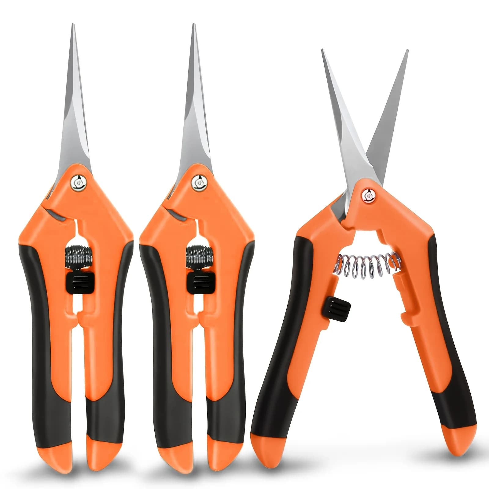 3pcs, Stainless Steel Garden Pruning Shears, Modern Metal Gardening Scissors, Durable Trimming Shears for Garden Tools