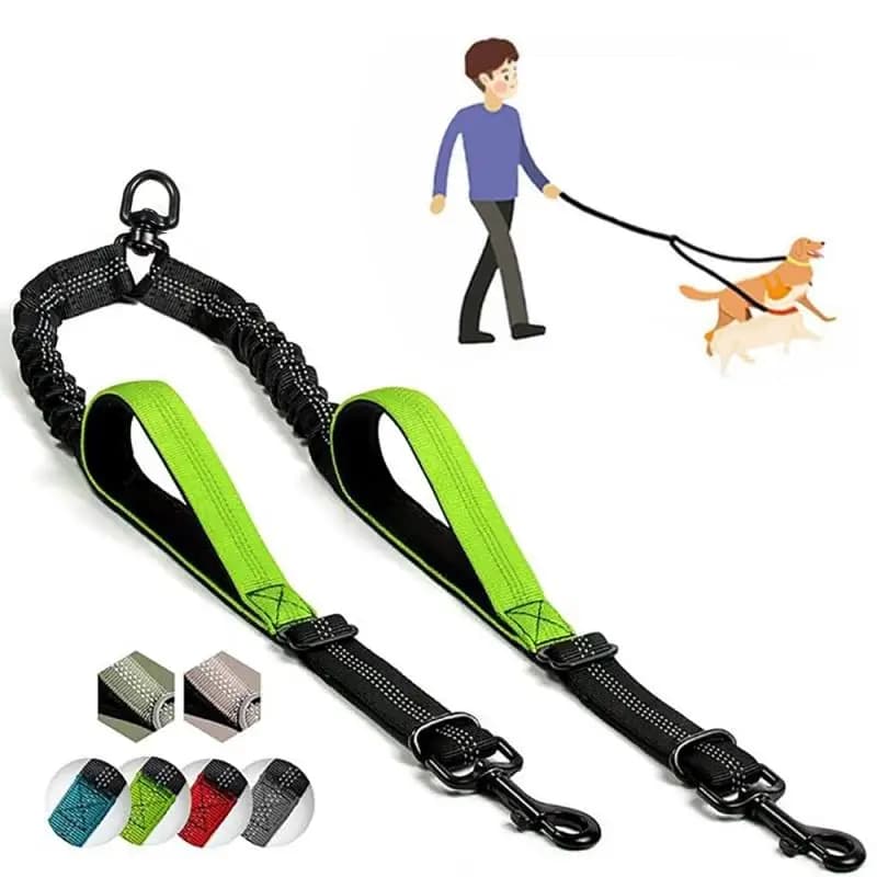 Guinzaglio doppio 2 in 1 regolabile e resistente per due cani con maniglia, guinzaglio per passeggiate con due cani