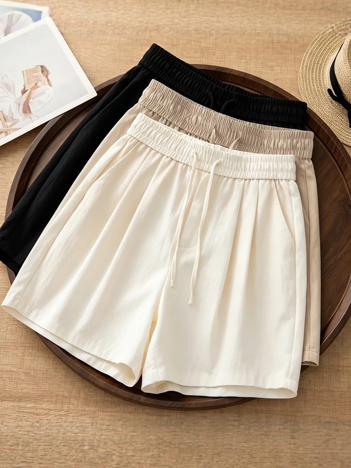 Casual High Waist Wide Leg Ice Silk Shorts Women's Summer Thin New Style Loose Fit Outerwear Breathable Comfortable Pants