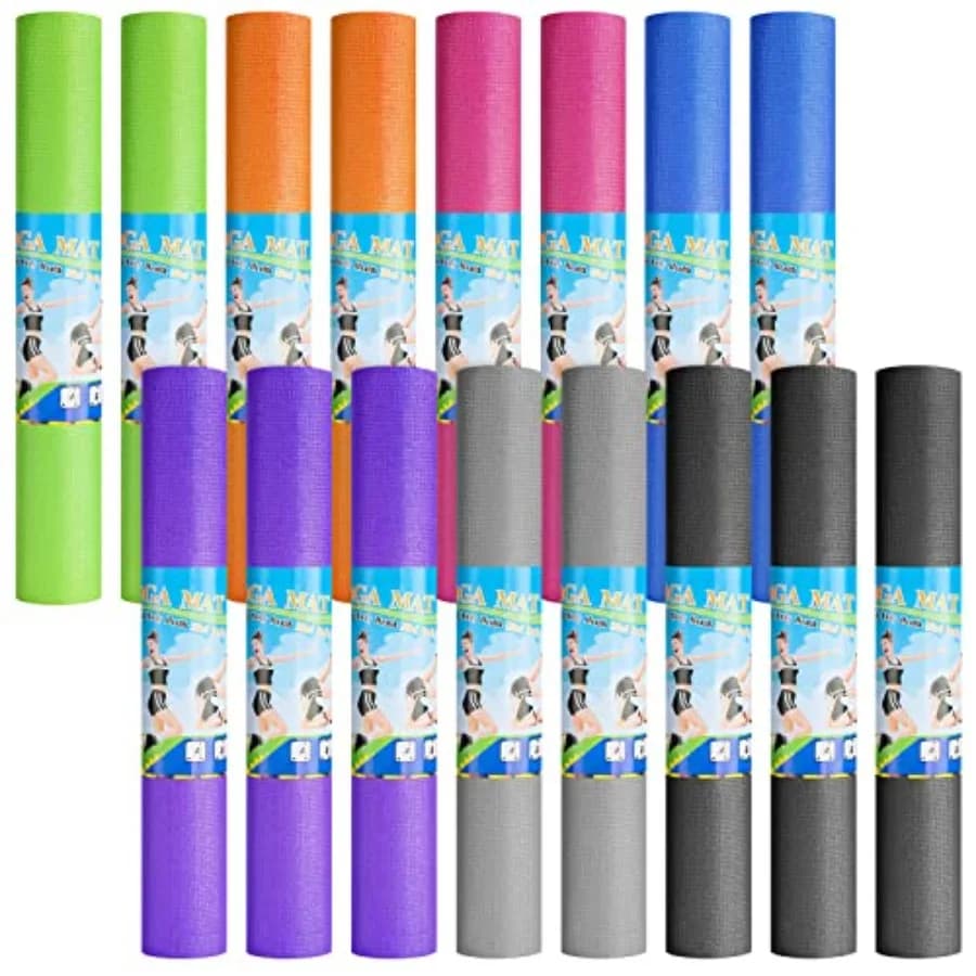 Tappetino da yoga per casa e palestra, materiale in PVC spesso 3 mm, colore nero, superficie antiscivolo e facile da pulire
