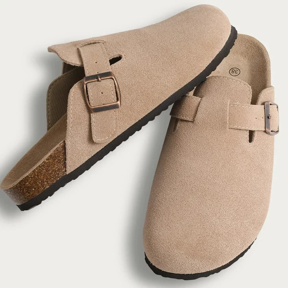 Pantofole Crestar in pelle scamosciata di sughero per donna Moda uomo Zoccoli Scarpe Pantofole da esterno antiscivolo classiche in sughero con supporto per l'arco plantare