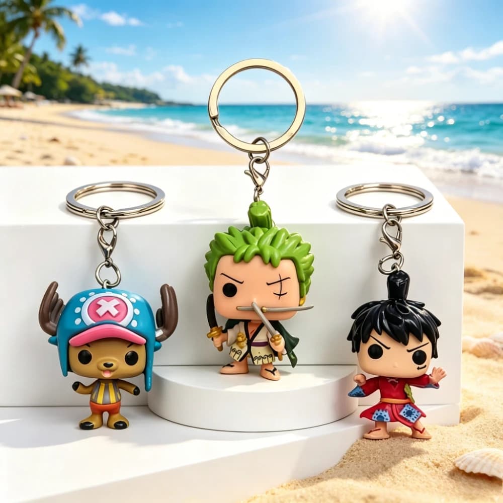 Anime Wano Country Figure Keychain Luffy Roronoa Zoro Tony Chopper Pendant Key Ring Backpack Hanging Ornament