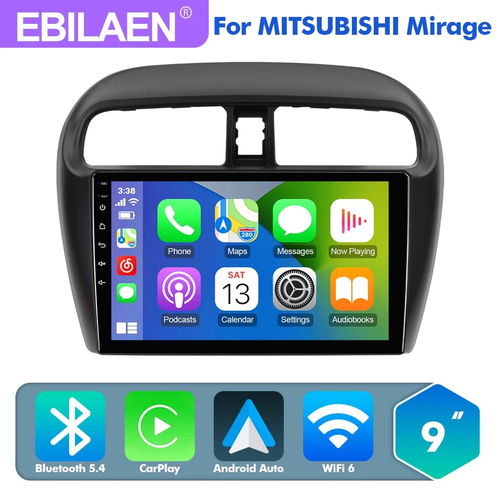 EBILAEN Android 13.0 Autoradio Lettore Multimediale Per MITSUBISHI MIRAGE ATTRAGE 2012-2018 Navigazione GPS DSP Carplay BT