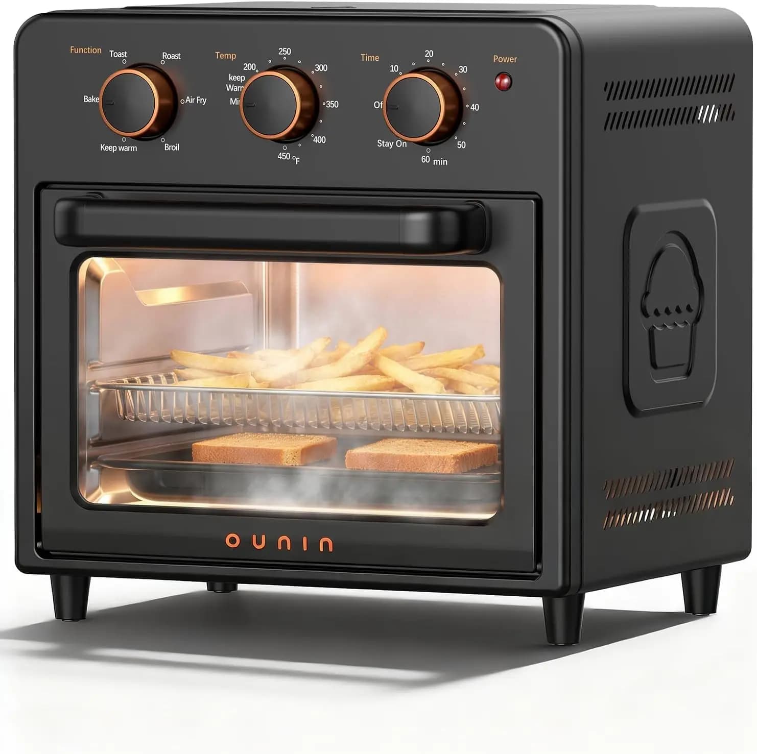 Compact 12 QT Steam Infusion Air Fryer Toaster Oven, 6-in-1 Stainless Steel Combo That Bakes, Broils, Grills & Warms, Fast Prehe
