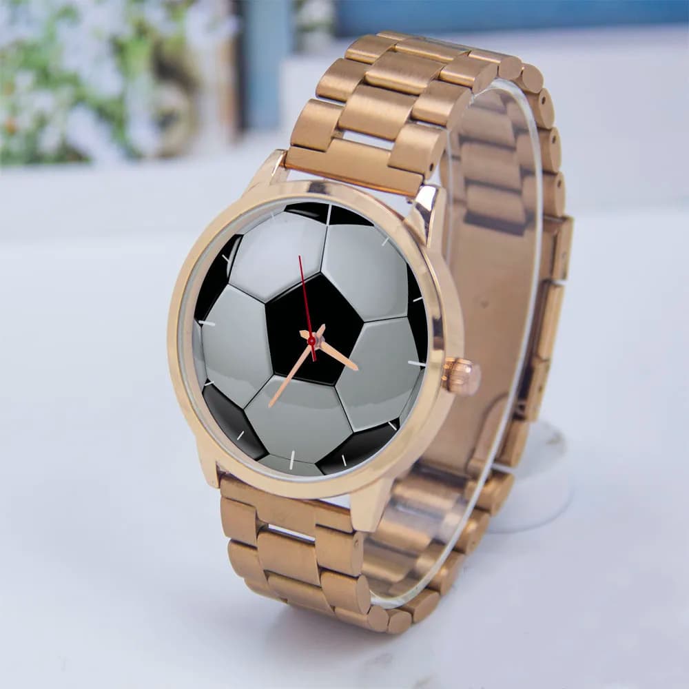 Football Soccer Design Passionate Men's Watch Silver Universal For Men's Watches Souvenir Bracelet Gift Belt Black Gold Rose