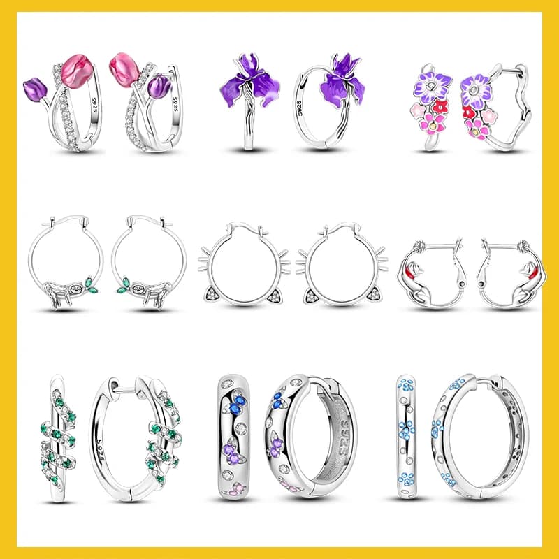 Orecchini a farfalla a cerchio LAZA Orecchini in argento sterling 925 con piume di tulipani adatti a regali di gioielli da sposa di fidanzamento di lusso