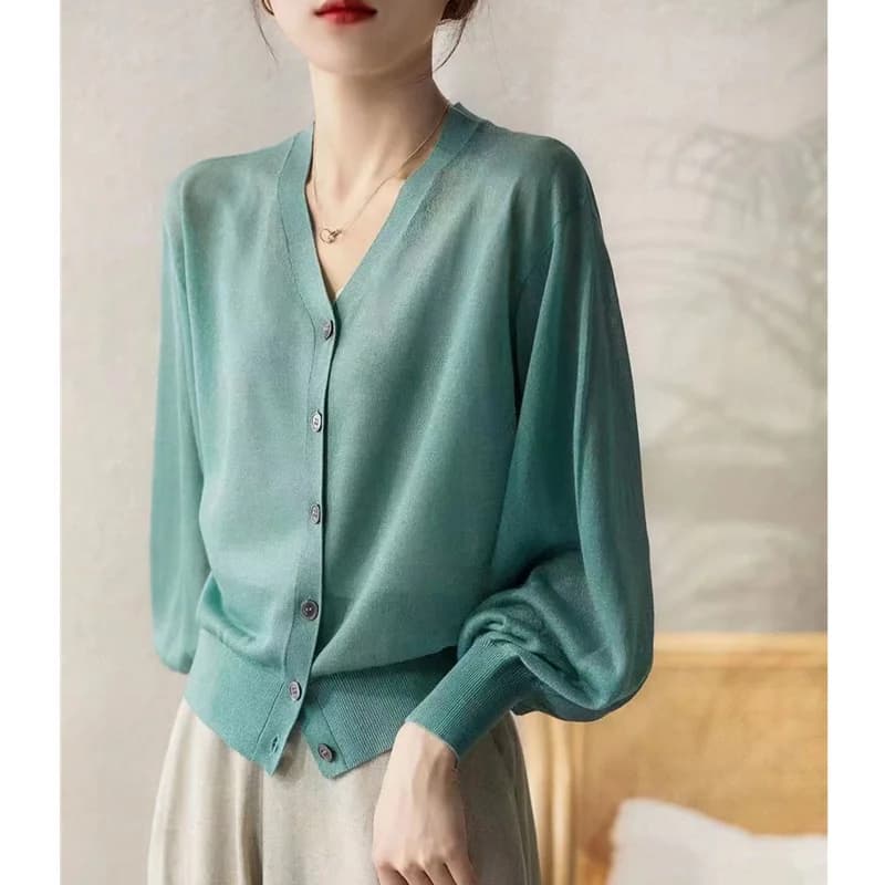 Women's Air Conditioner Cardigan Summer New Silk Ice Long Sleeve Cotton And Linen Protection Solar Shirt Slim Cotton Jacket