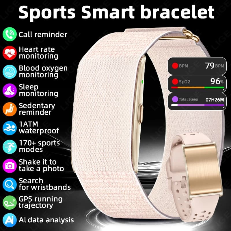 LIGE 2025 contapassi ultraleggero sportivo fitness tracker braccialetto intelligente cardiofrequenzimetro braccialetto intelligente senza schermo Smartwatch