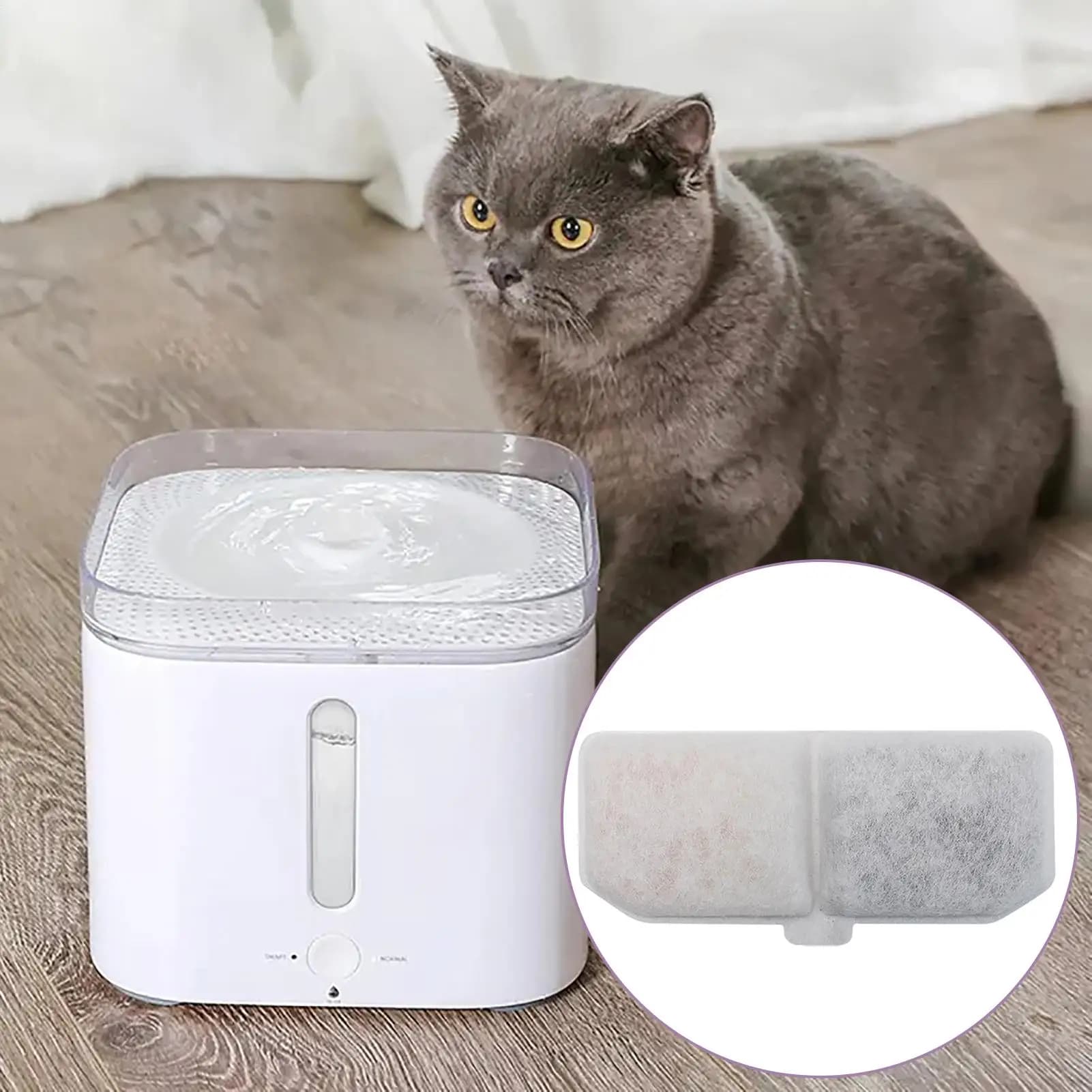 Filtro per fontanella per gatti 4/10 pezzi, filtri rettangolari al carbone per la circolazione dell'acqua per gatti, ricambio per acqua potabile pulita