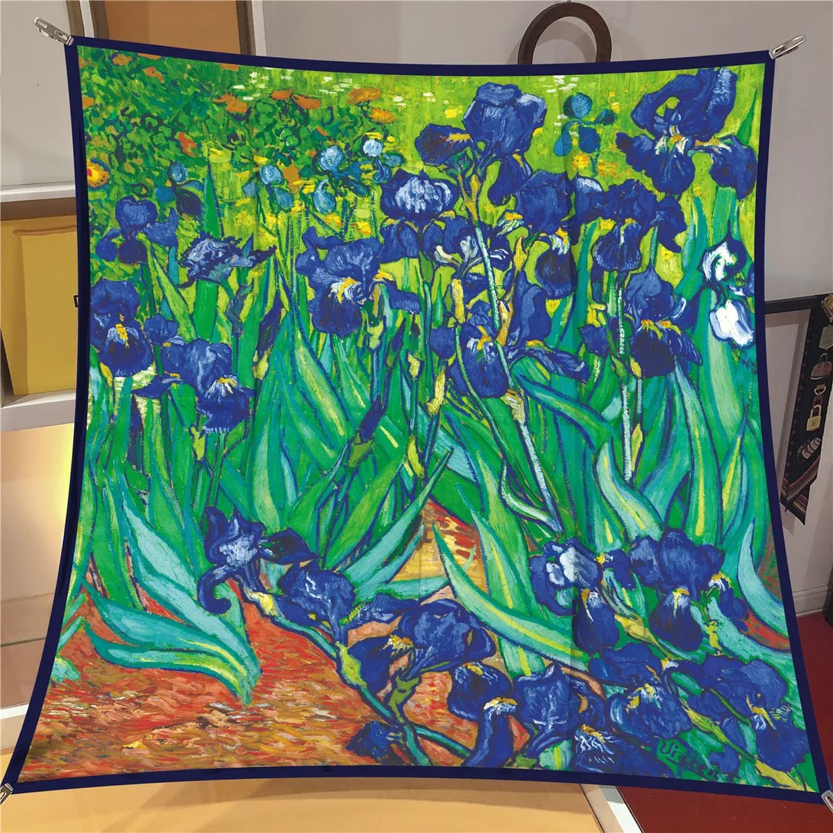 90 CENTIMETRIES Sale Calda Twill Silk Scarf Brand Fashion Van Gogh Painting Oil Scarf Square Women Hijab Bandana Scarves Head