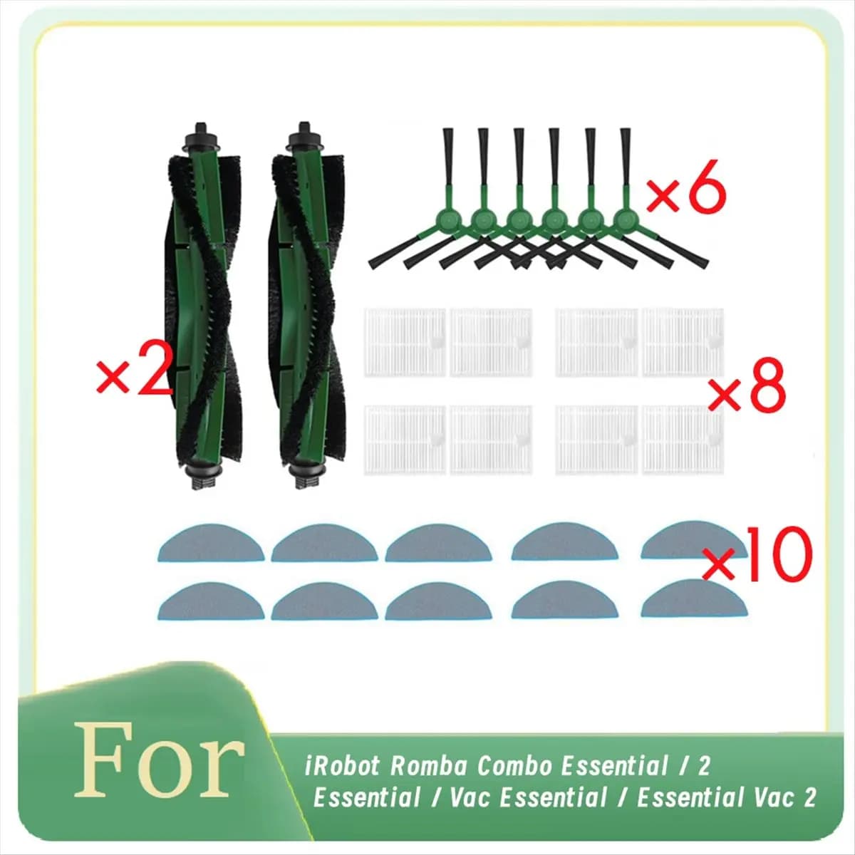 A17G For IRobot Romba Combo Essential / 2 Essential / Vac Essential / Essential Vac 2 Vacuum Side Brush HEPA Filter Mop Pad