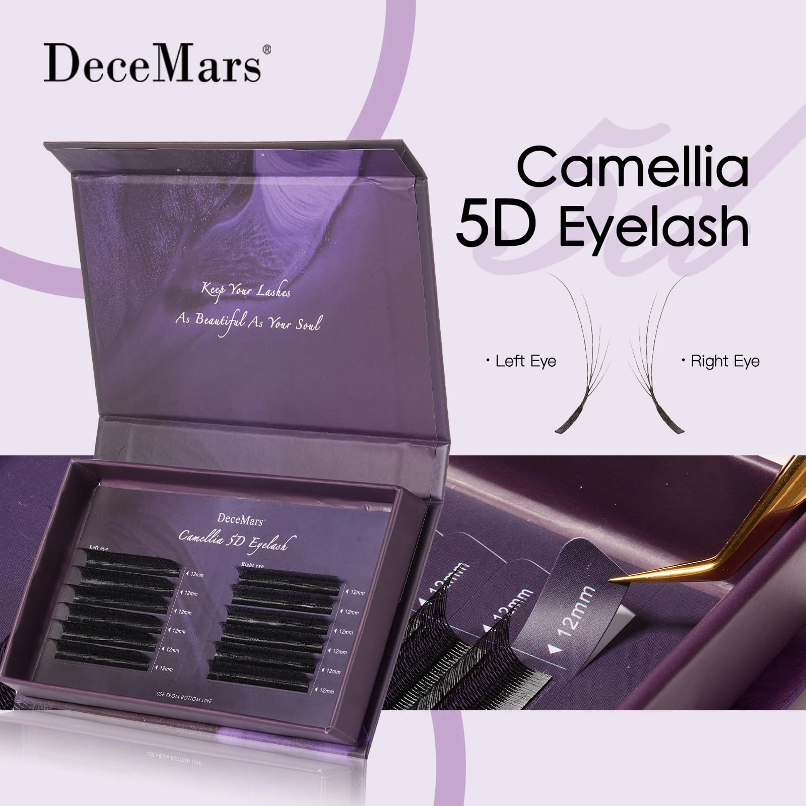 DeceMars Camellia 5D Estensioni ciglia Ciglia volanti per il trucco