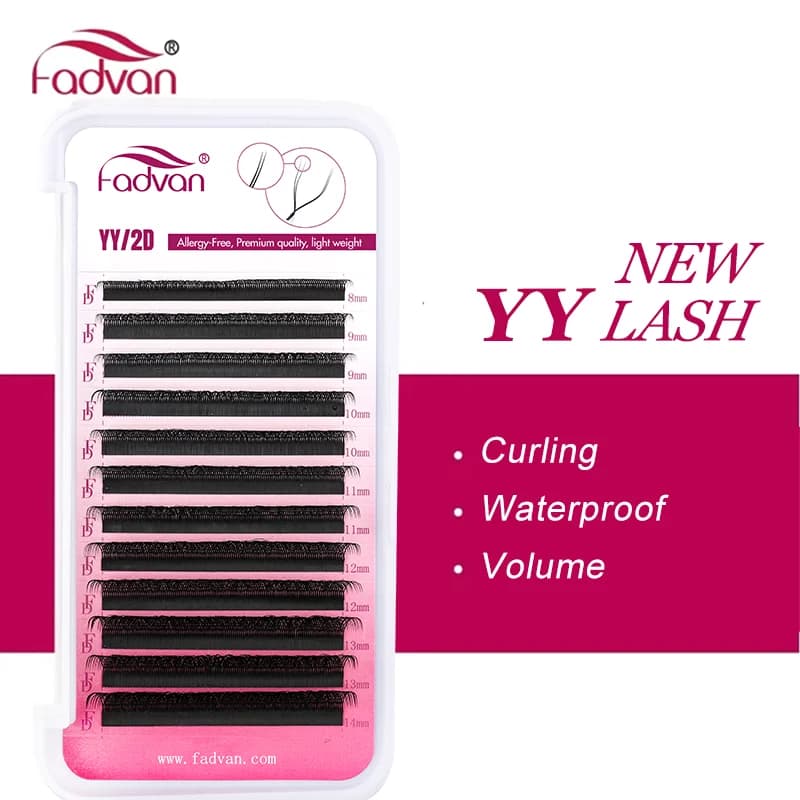 FADVAN YY Forma 6-15mm Ciglia 2D 0.07/0.05mm Visone finto C/D Curl Naturale morbido brasiliano Premade Volume Fan Ciglia Estensione