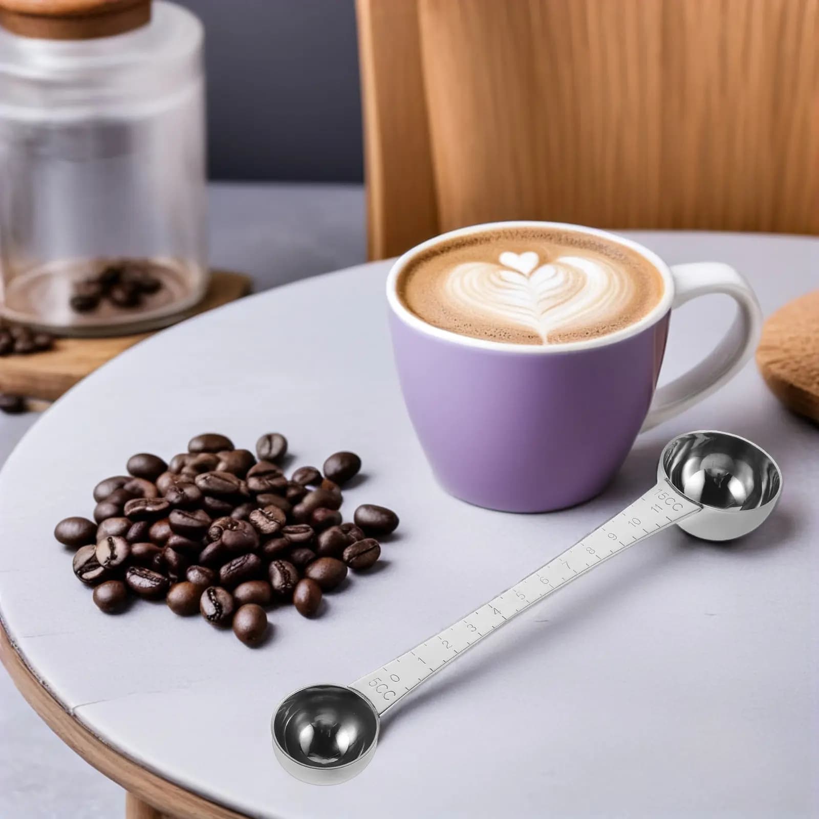 2Pcs Stainless Steel Double Sided Coffee Scoop Long Handle Measuring Spoon for Ground Coffee Beans Protein Powder Milk Powder