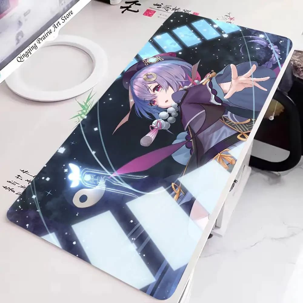 Qiqi Anime Game Genshin Impact Mousepad antiscivolo adatto per computer da ufficio, laptop, tappetini da scrivania per giochi e-sport, tastiera XXL