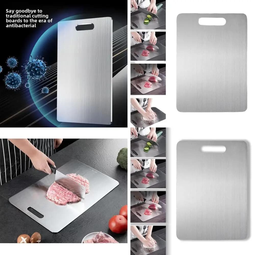 Tagliere da cucina bifacciale in titanio, grado medico, antiaderente, 23,6x15,7 pollici