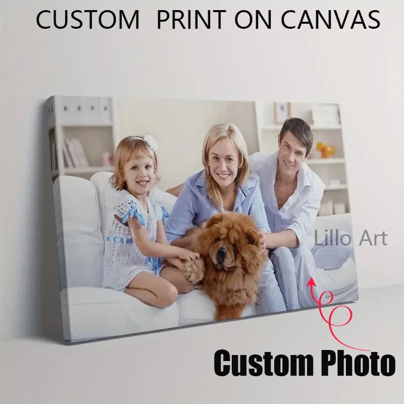 Stampa su tela personalizzata per foto di famiglia - Personalizzata, stampata digitalmente con cornice in legno di pino, perfetta per l'arredamento del soggiorno