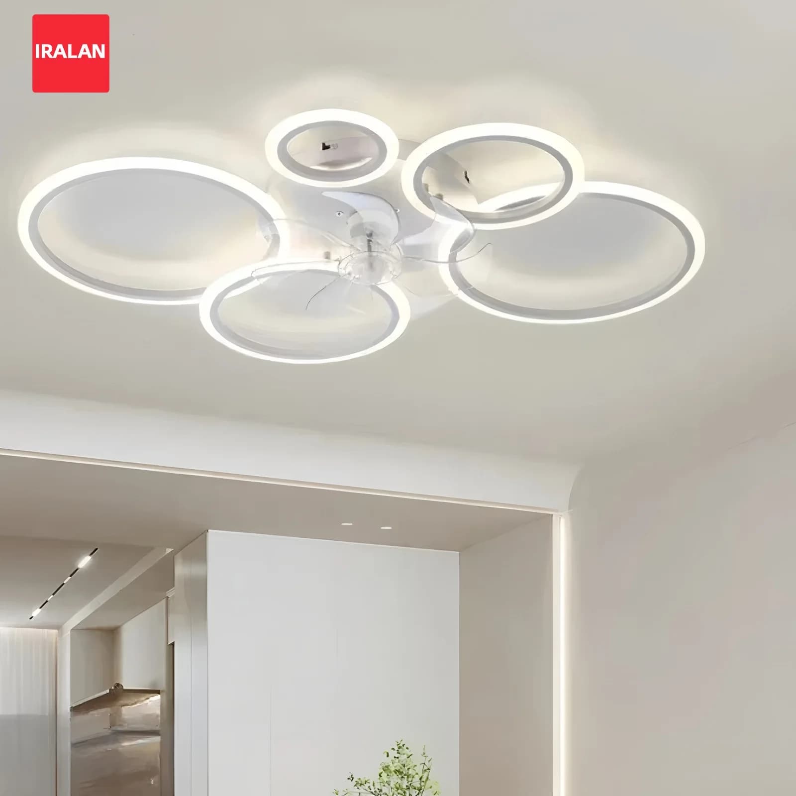 Ring Ceiling Fan with LED Lighting Nordic Minimalist Household Electric Fan Lighting Decorative Lamps Fast Cooling Smart Fans