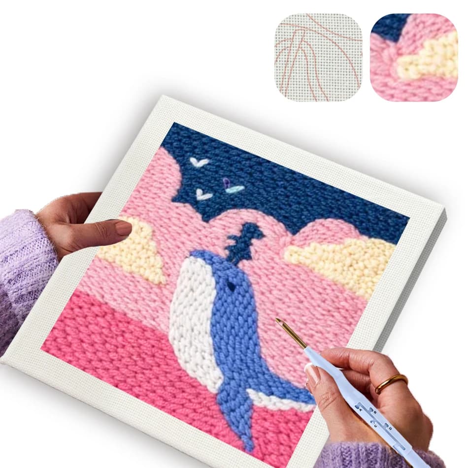 GATYZTORY embroidery punch needle kit Tufting cute animals for needlework and creativity 25x25cm For Beginner wall decoration