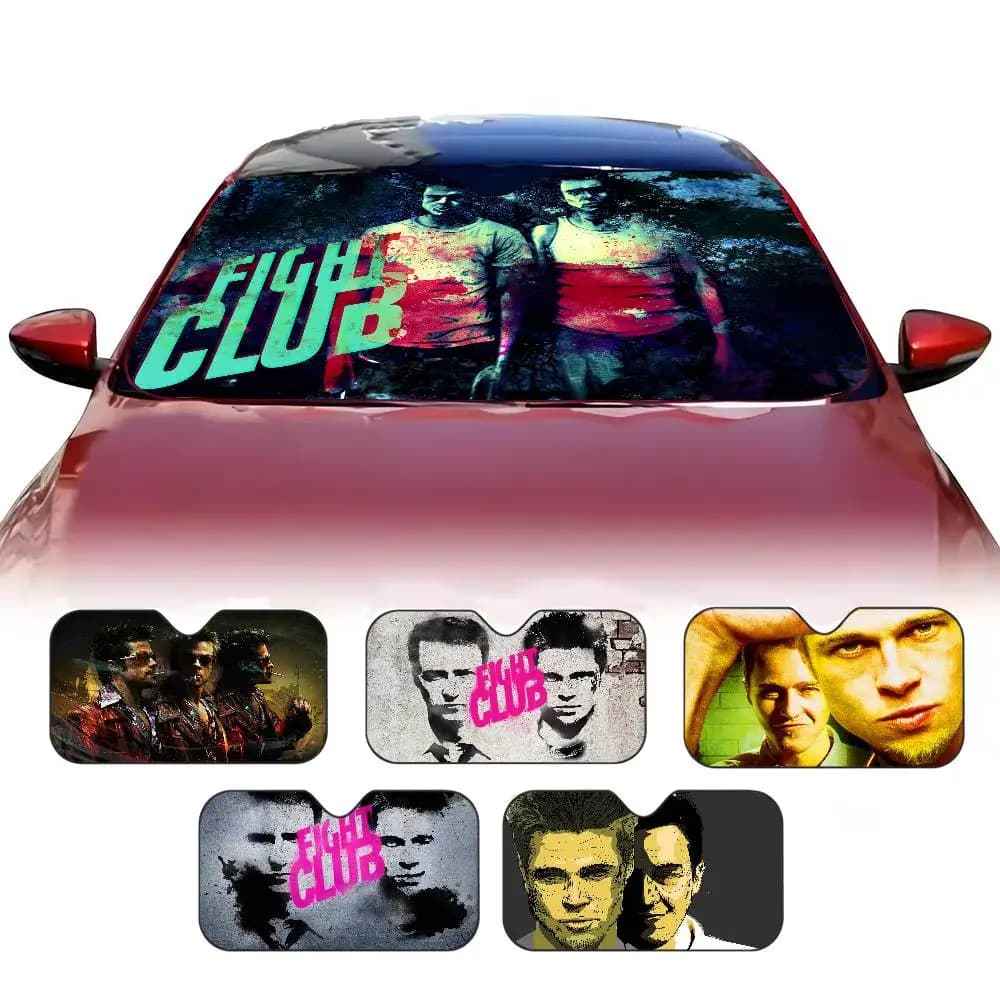 Classic Fight Club Moive Car Windshield Funny Sun Shade Foldable UV Ray Sun Visor Protector Sunshade For Front Window