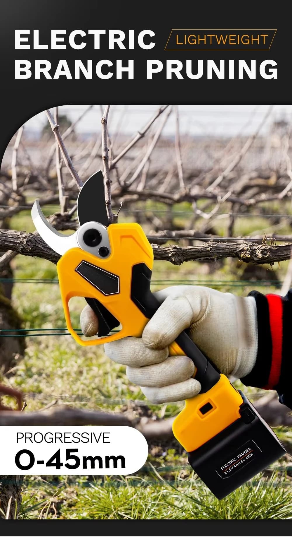 45MM Cutting Size Electric Pruning Shears Low Tree Branch Cutting Trimming Pruning