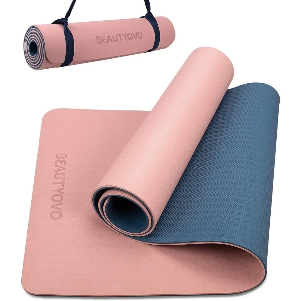 Tappetino Yoga Extra Spesso 1,3 Pollici Antiscivolo con Cinghia, Tappetino per Allenamento Bifacciale per Donne e Uomini, Pilates ed Esercizi a Terra