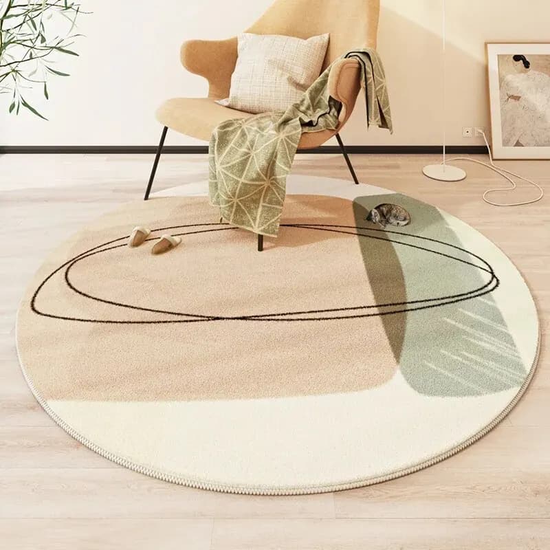 VIKAMA Modern Style Round Living Room Carpet Children's Room Bedroom Crawling Mat Warm Bed Blanket Thick Washable Mat