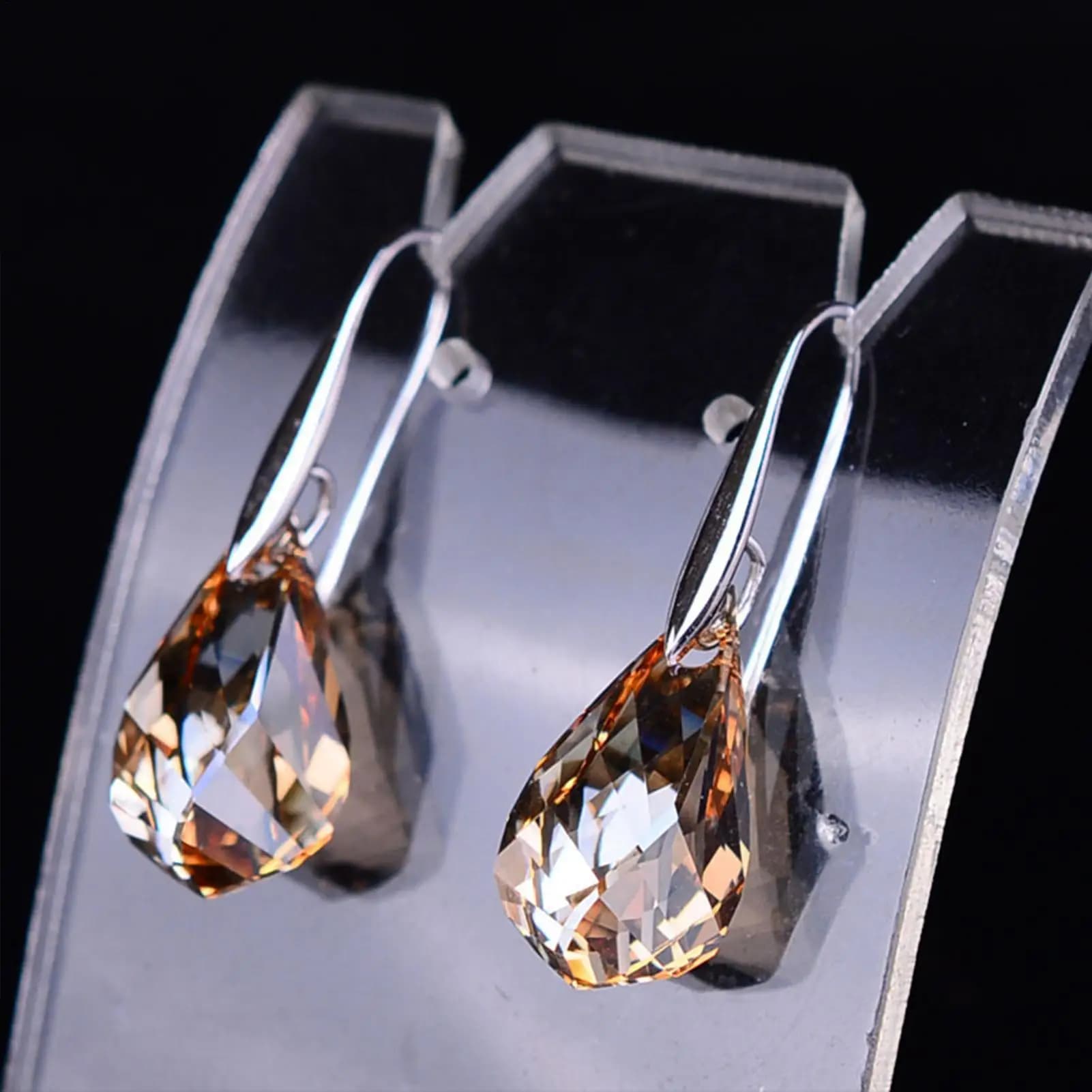 1Pair Lymphatic Earrings Slimming Magnetic Weight Loss Earrings Sparkly Rhinestone Dangle QuartzStone Lymphatic Drain Earrings