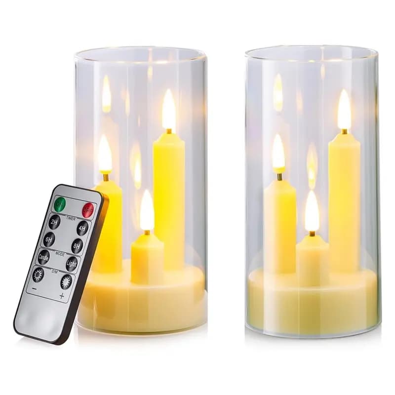 B64B-X6" LED acrilico 3 in 1 candele corte coniche senza fiamma con telecomando a 10 tasti e timer, confezione a batteria da 2 3"