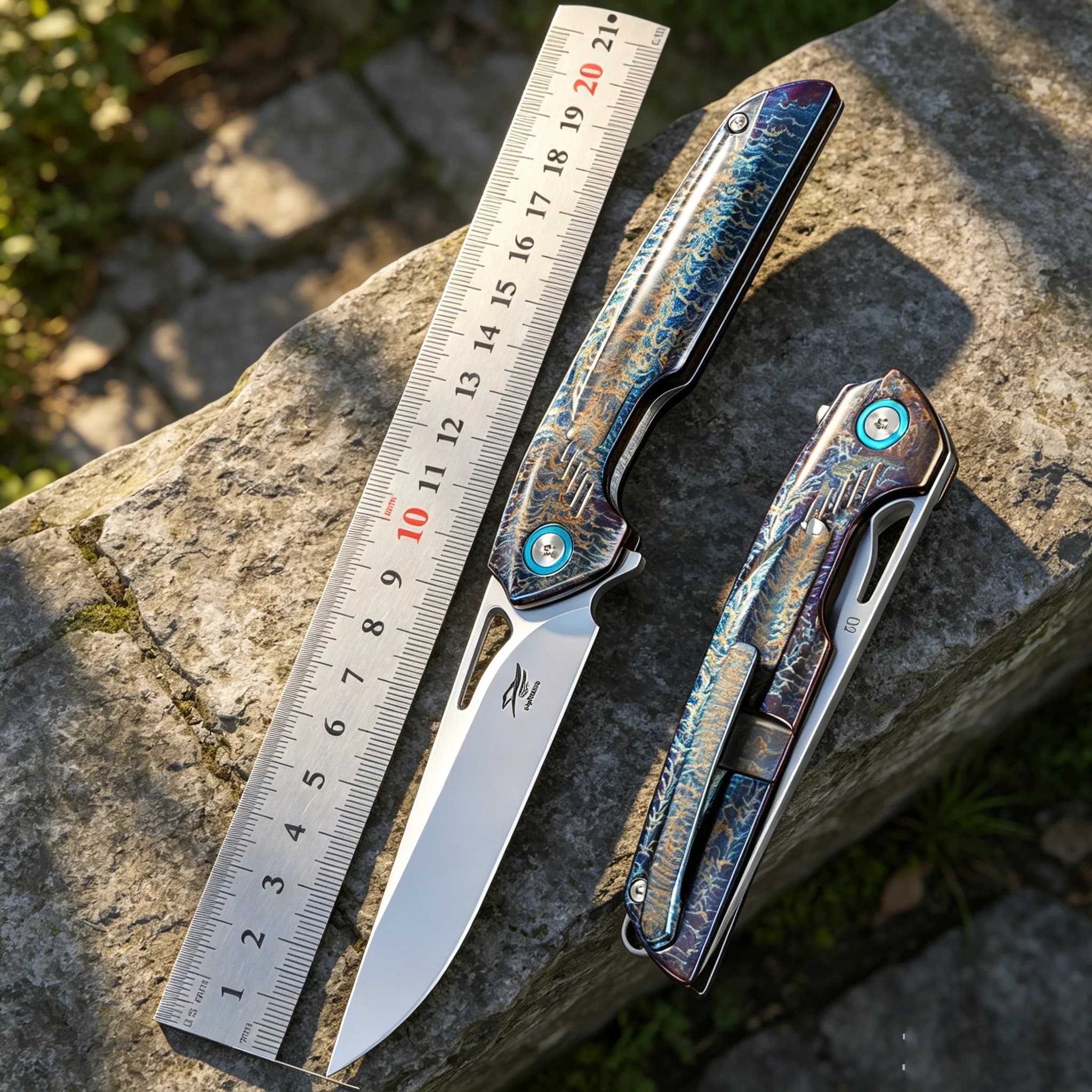 Nuovo coltello pieghevole con lama D2 e manico in titanio - Strumento EDC multifunzionale per campeggio all'aperto, sopravvivenza e uso in cucina