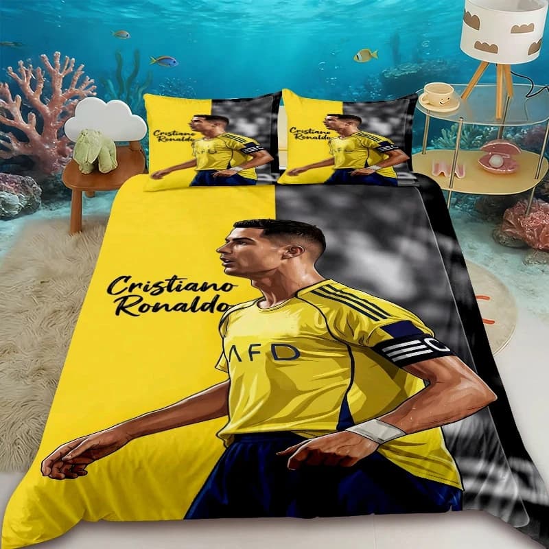 Fashion Football Star R-Ronaldo Printing Bedding Set Duvet Cover Comforter Bed Youth Kids Girl Boys Birthday Gift