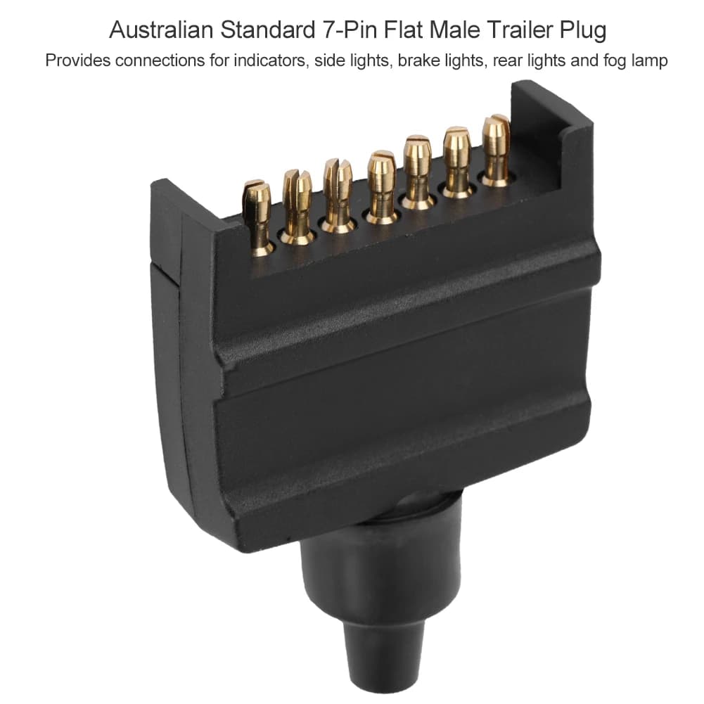 Australian Standard 7 Pin Flat Male Trailer Plug Connector AS4735 Adapter for Cara Heavy Duty ABS Housing with Brass Terminals